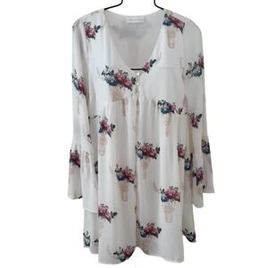 Longhorn Floral Long Sleeve Flowy Boho Long Sleeve Dress